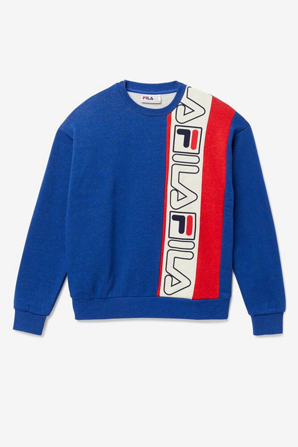 Moletons Fila Homem Azuis/Vermelhas - Fila Powell Fleece Crewneck En Portugal,WVSJ-30269